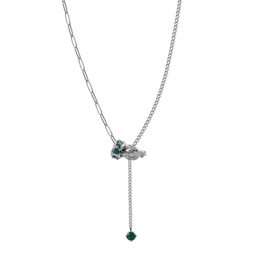 RING OF FOREST - Green Diamond OT Clavicle Necklace